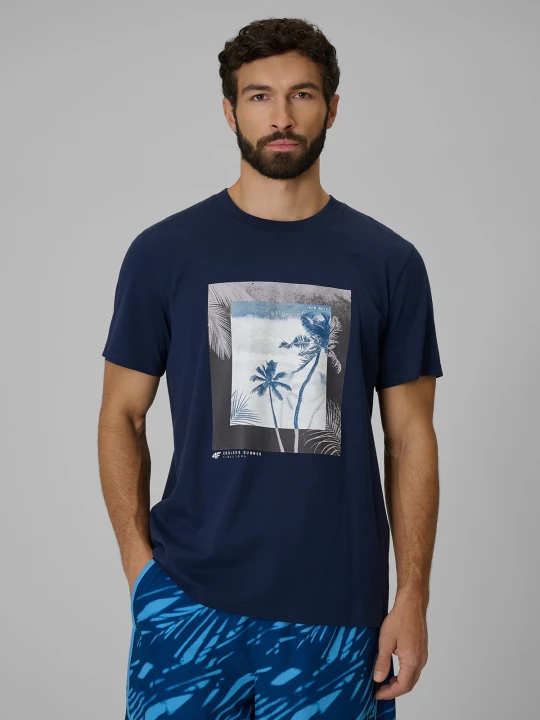 Zdjęcie produktu 4F T-shirt regular z nadrukiem męski - granatowy S