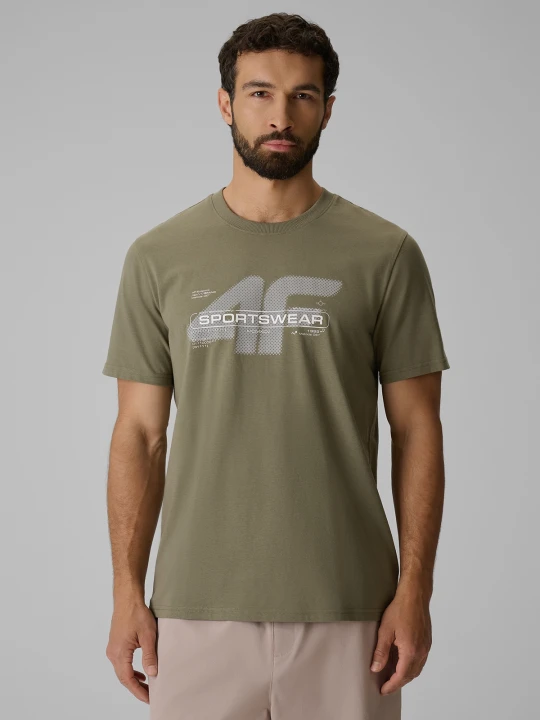 Zdjęcie produktu 4F T-shirt regular z nadrukiem męski - khaki L zielony