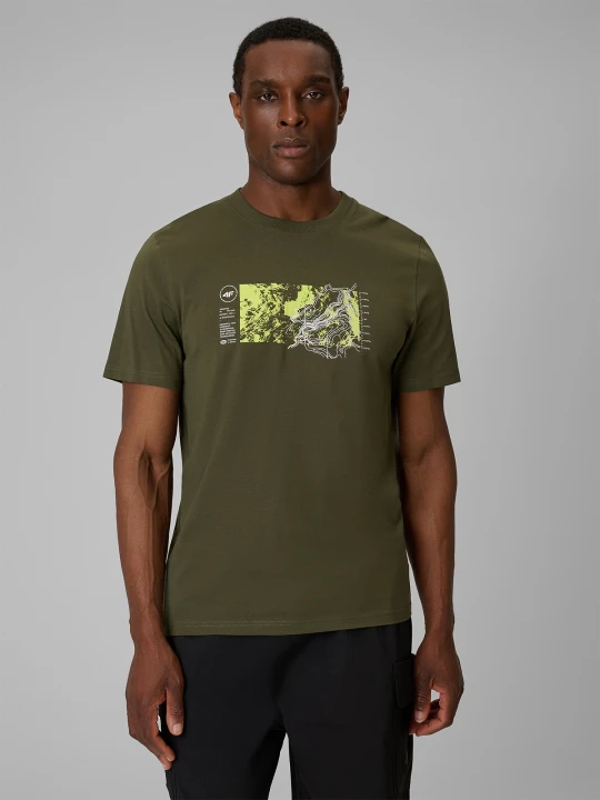 Zdjęcie produktu 4F T-shirt regular z nadrukiem męski - khaki S zielony
