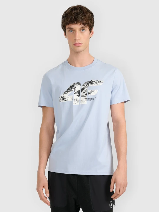 Zdjęcie produktu 4F T-shirt regular z nadrukiem męski - niebieska XXL