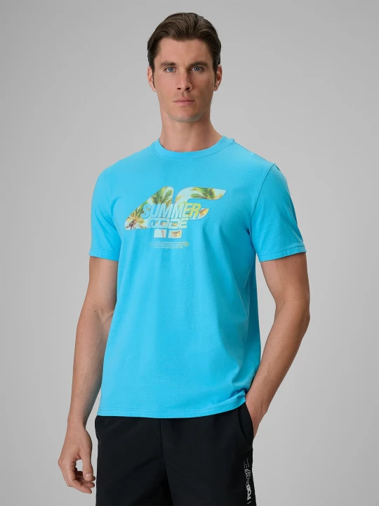 Zdjęcie produktu 4F T-shirt regular z nadrukiem męski - niebieski XL