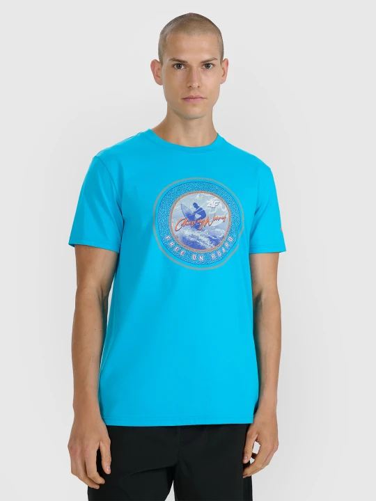 Zdjęcie produktu 4F T-shirt regular z nadrukiem męski - niebieski XXL