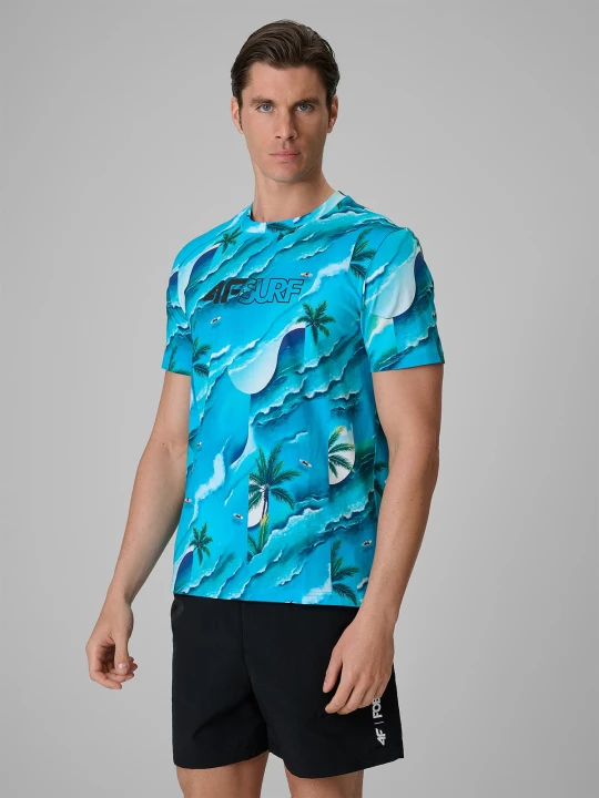 Zdjęcie produktu 4F T-shirt regular z nadrukiem męski - niebieski L