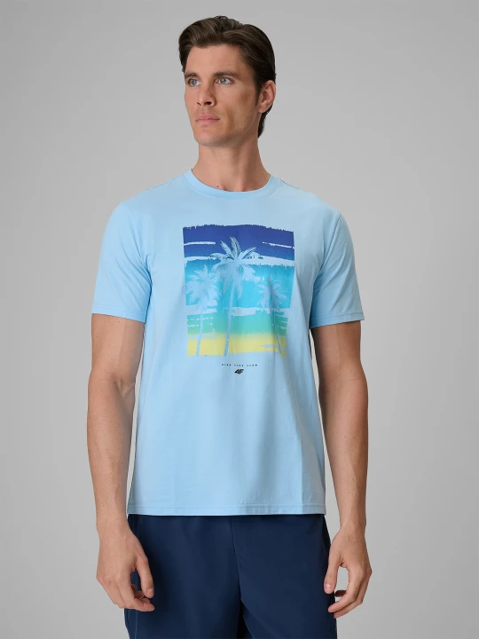 Zdjęcie produktu 4F T-shirt regular z nadrukiem męski - niebieski L