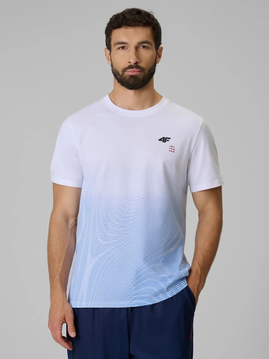 Zdjęcie produktu 4F T-shirt regular z nadrukiem męski - niebieski XXL