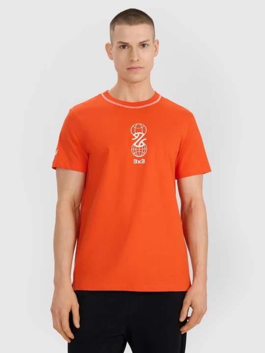 Zdjęcie produktu 4F T-shirt regular z nadrukiem męski - pomarańczowy M