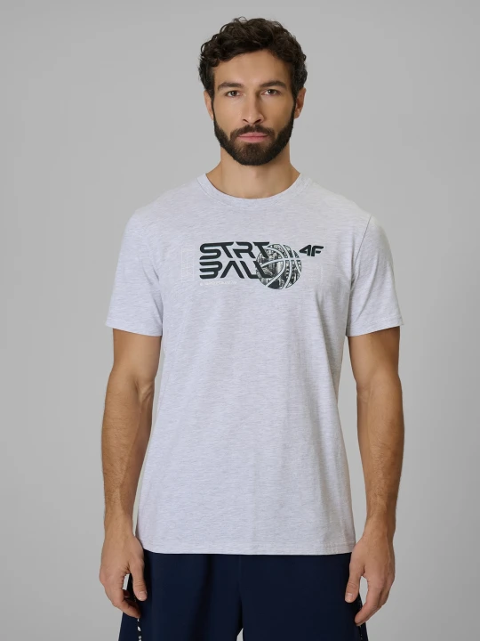 Zdjęcie produktu 4F T-shirt regular z nadrukiem męski - szary XL