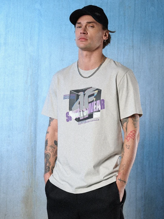 Zdjęcie produktu 4F T-shirt regular z nadrukiem męski - szary S