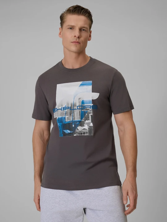 Zdjęcie produktu 4F T-shirt regular z nadrukiem męski - szary XL