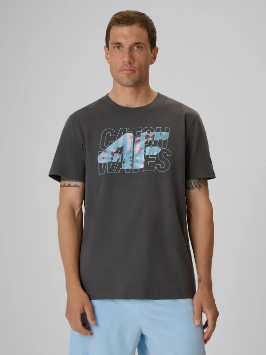 Zdjęcie produktu 4F T-shirt regular z nadrukiem męski - szary L