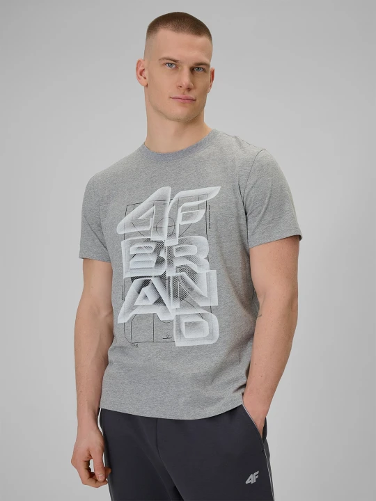 Zdjęcie produktu 4F T-shirt regular z nadrukiem męski - szary M