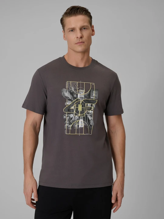 Zdjęcie produktu 4F T-shirt regular z nadrukiem męski - szary XXL