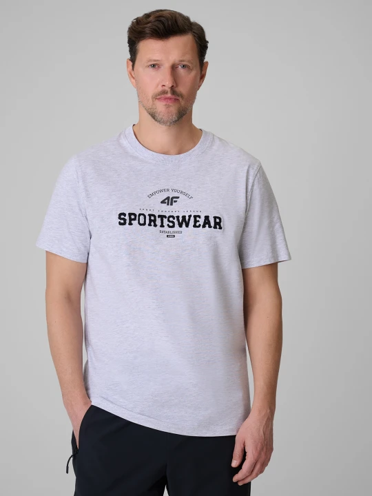 Zdjęcie produktu 4F T-shirt regular z nadrukiem męski - szary L