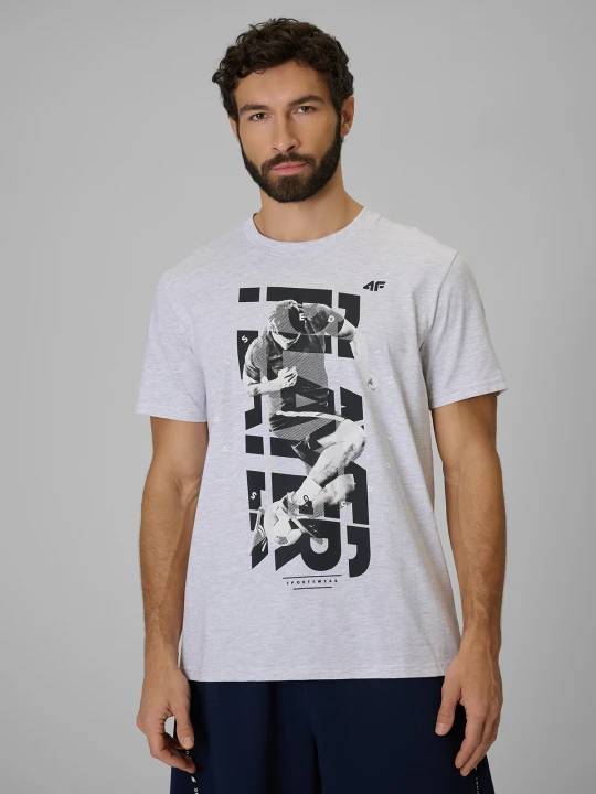 Zdjęcie produktu 4F T-shirt regular z nadrukiem męski - szary XXL