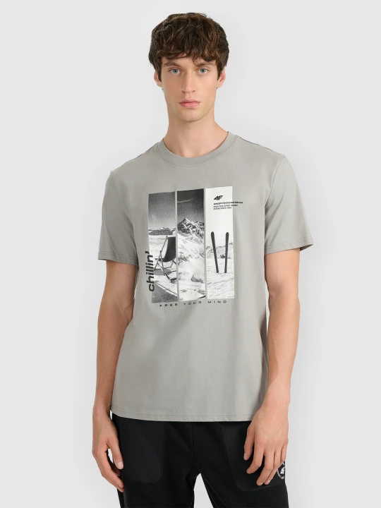 Zdjęcie produktu 4F T-shirt regular z nadrukiem męski - szary XL