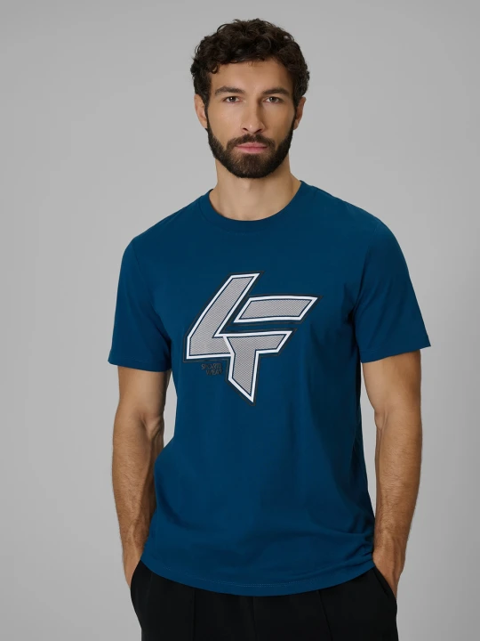 Zdjęcie produktu 4F T-shirt regular z nadrukiem męski - turkusowa S Turkusowy