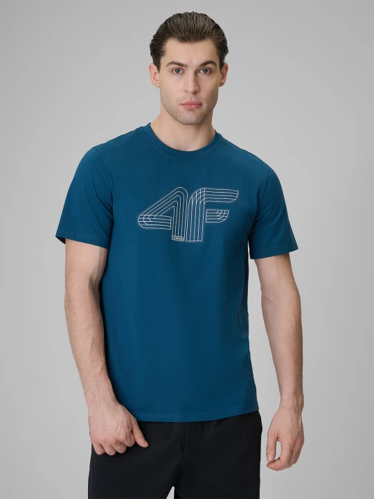 Zdjęcie produktu 4F T-shirt regular z nadrukiem męski - turkusowy XXL