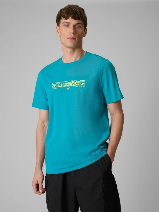 Zdjęcie produktu 4F T-shirt regular z nadrukiem męski - turkusowy M