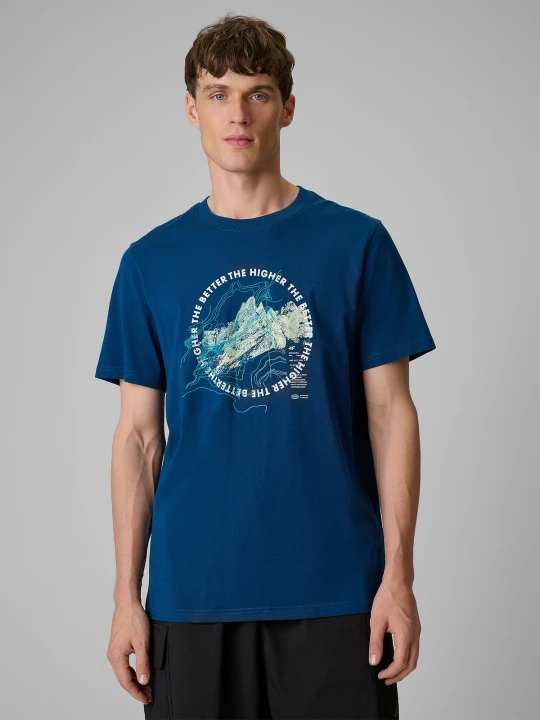 Zdjęcie produktu 4F T-shirt regular z nadrukiem męski - turkusowy M