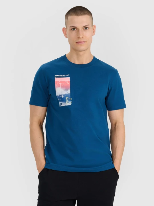 Zdjęcie produktu 4F T-shirt regular z nadrukiem męski - turkusowy S
