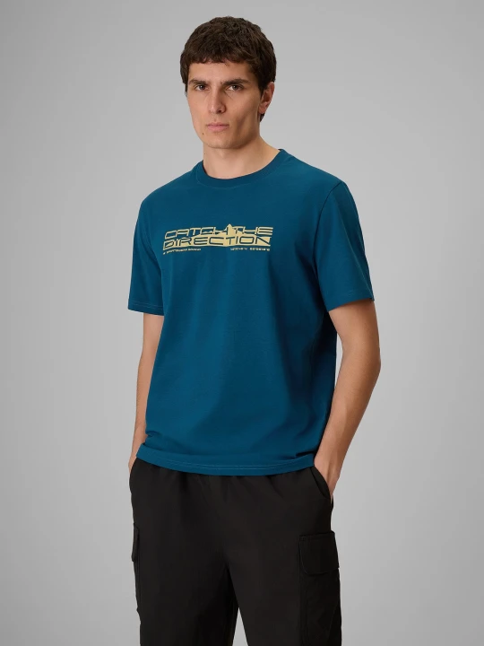 Zdjęcie produktu 4F T-shirt regular z nadrukiem męski - turkusowy S