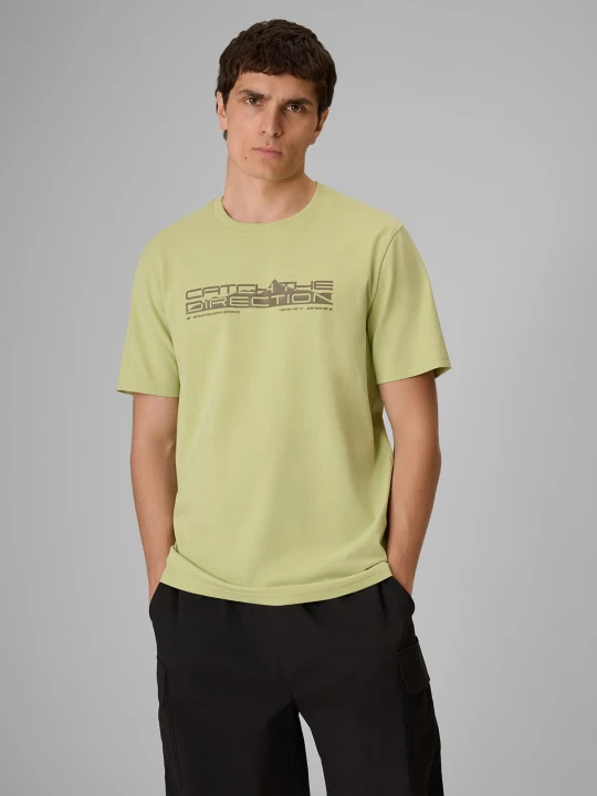 Zdjęcie produktu 4F T-shirt regular z nadrukiem męski - zielony XXL