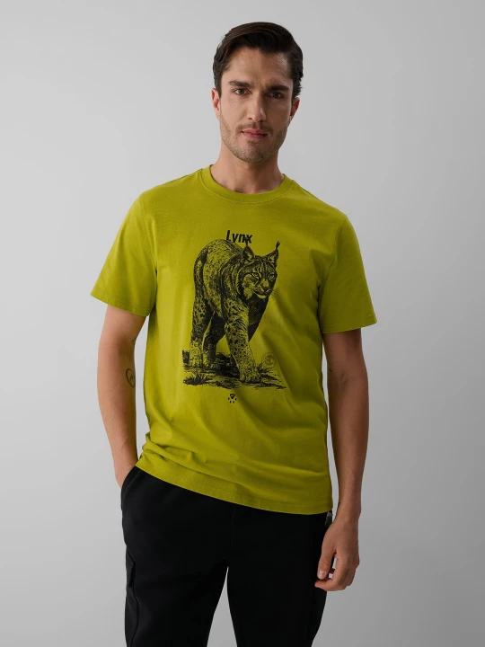 Zdjęcie produktu 4F T-shirt regular z nadrukiem męski - zielony XXL