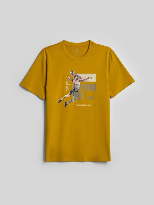 Zdjęcie produktu 4F T-shirt regular z nadrukiem męski - żółty XL