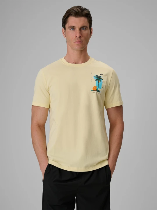 Zdjęcie produktu 4F T-shirt regular z nadrukiem męski - żółty XL