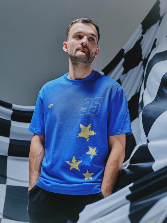 Zdjęcie produktu 4F T-shirt regular z nadrukiem uniseks 4F x Bartosz Zmarzlik - niebieski L
