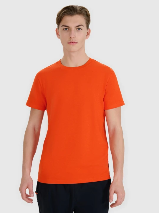 Zdjęcie produktu 4F T-shirt regular ze strukturalnej dzianiny męski - pomarańczowy S