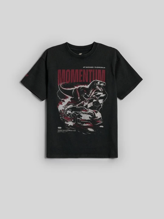 Zdjęcie produktu 4F T-shirt relaxed z nadrukiem chłopięcy - szary 134 (8-9 lat)
