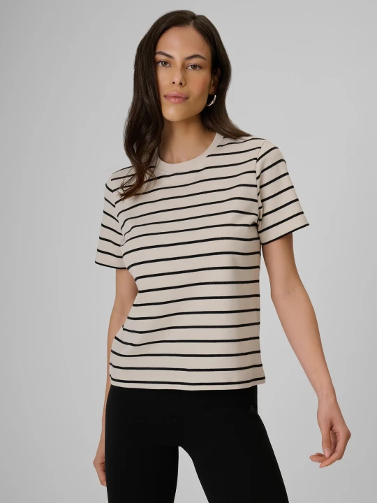 Zdjęcie produktu 4F T-shirt relaxed z nadrukiem damski - kremowy XS
