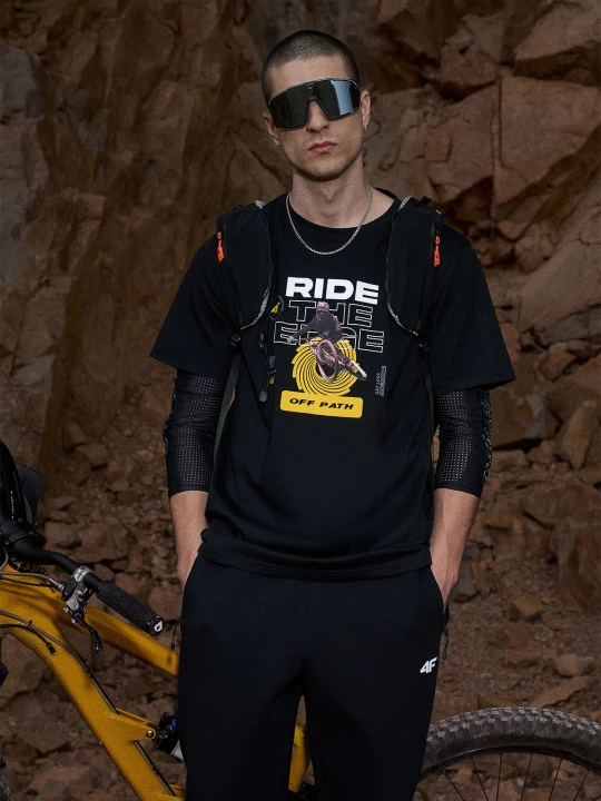 Zdjęcie produktu 4F T-shirt relaxed z nadrukiem męski - czarny L
