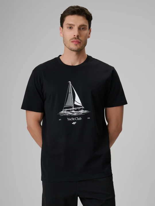 Zdjęcie produktu 4F T-shirt relaxed z nadrukiem męski - czarny XXL