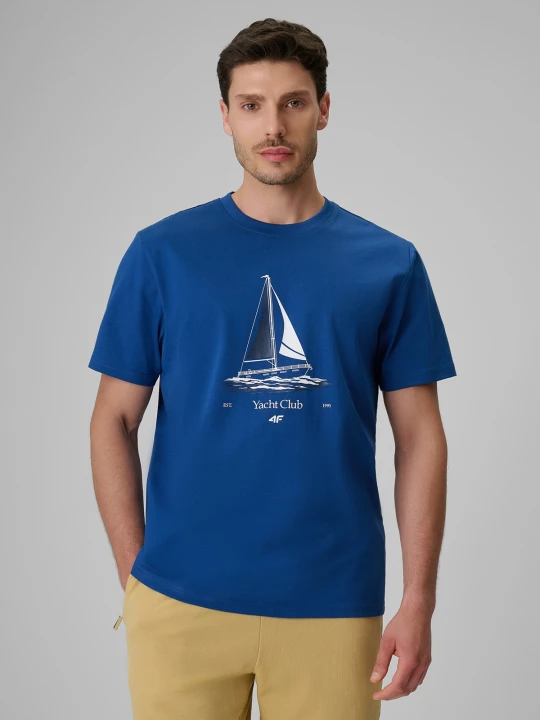 Zdjęcie produktu 4F T-shirt relaxed z nadrukiem męski - niebieski L