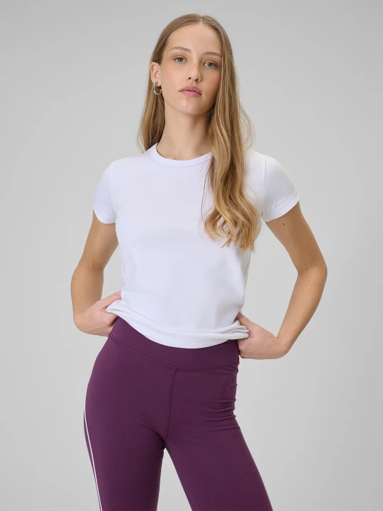 Zdjęcie produktu 4F T-shirt slim gładki damski - biały XL