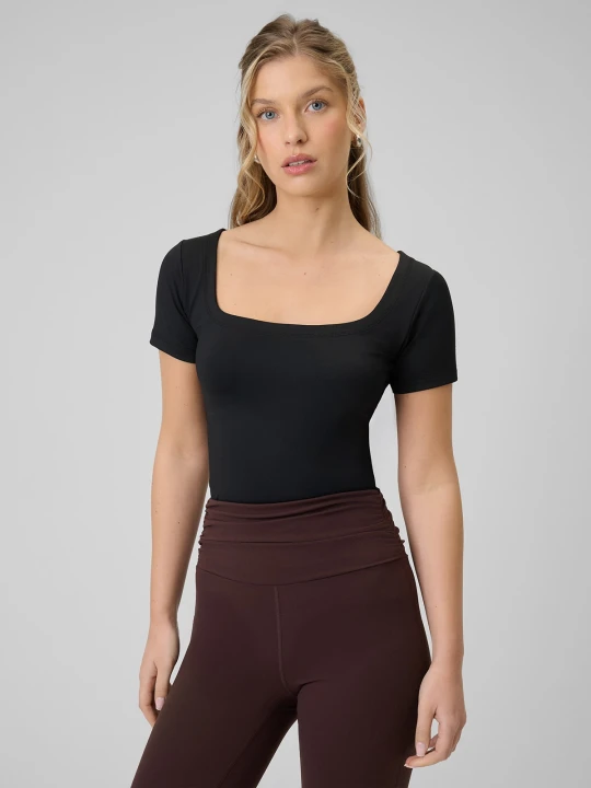 Zdjęcie produktu 4F T-shirt slim gładki damski - czarny XS
