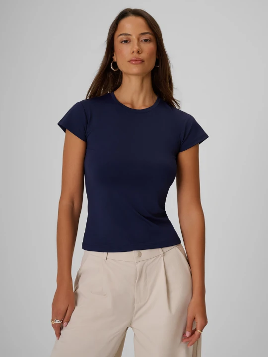 Zdjęcie produktu 4F T-shirt slim gładki damski - granatowy M