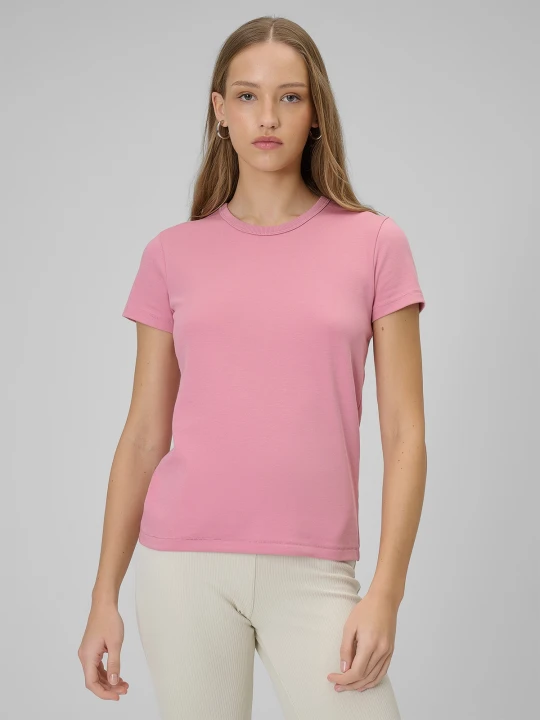 Zdjęcie produktu 4F T-shirt slim gładki damski - różowy S