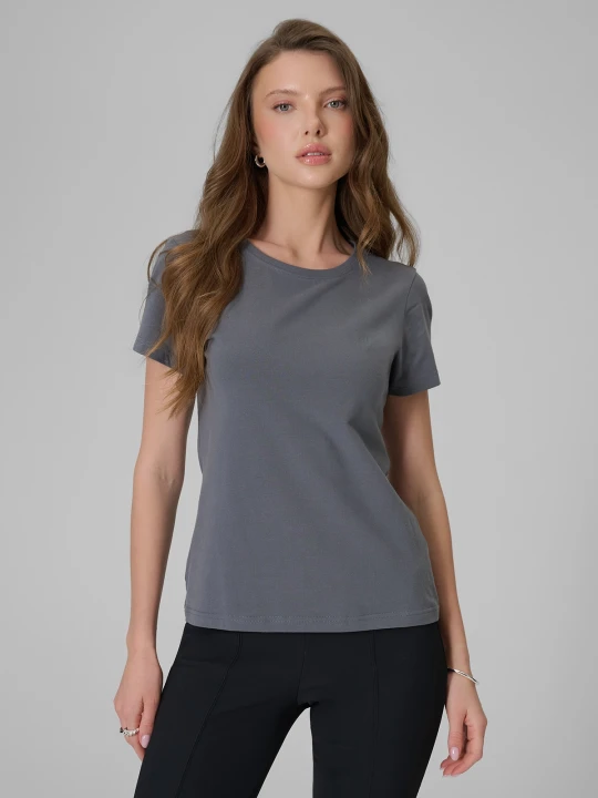 Zdjęcie produktu 4F T-shirt slim gładki damski - szary M
