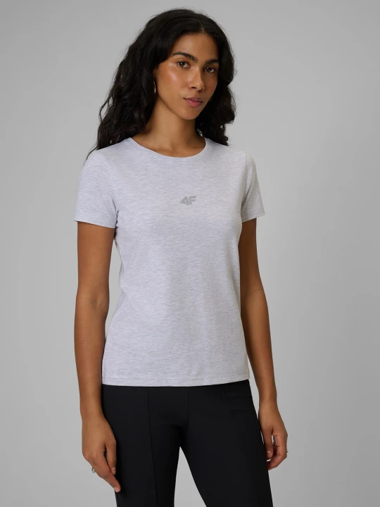 Zdjęcie produktu 4F T-shirt slim gładki damski - szary M