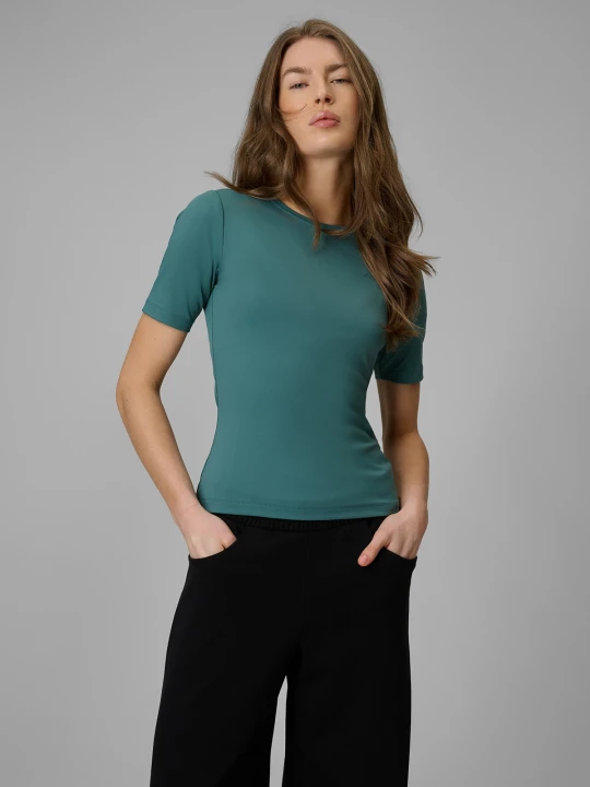 Zdjęcie produktu 4F T-shirt slim gładki damski - turkusowy XS