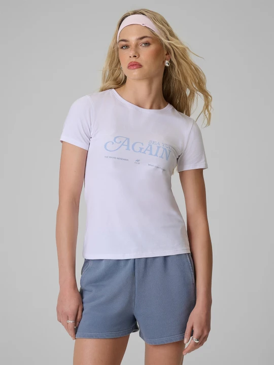 Zdjęcie produktu 4F T-shirt slim z nadrukiem damski - biały XS