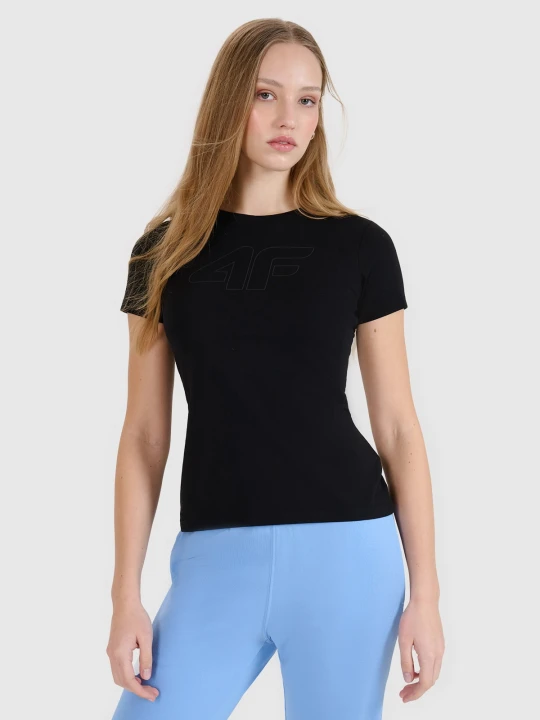 Zdjęcie produktu 4F T-shirt slim z nadrukiem damski - czarny XS