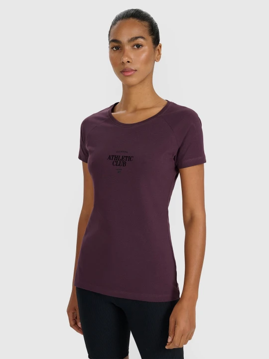 Zdjęcie produktu 4F T-shirt slim z nadrukiem damski - fioletowy XS