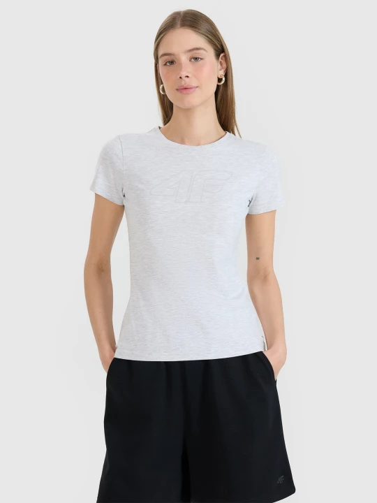 Zdjęcie produktu 4F T-shirt slim z nadrukiem damski - szary XS