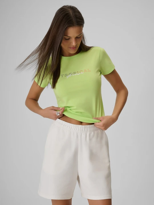 Zdjęcie produktu 4F T-shirt slim z nadrukiem damski - żółty XS