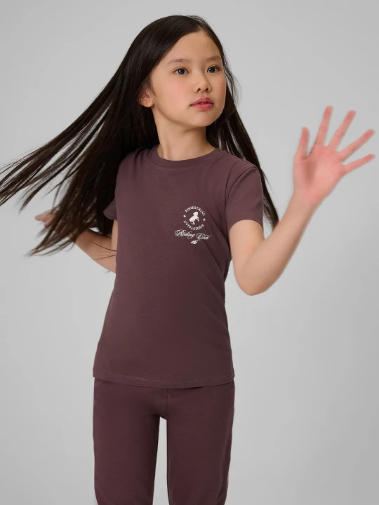 Zdjęcie produktu 4F T-shirt slim z nadrukiem dziewczęcy - fioletowy 140 (9-10 lat)