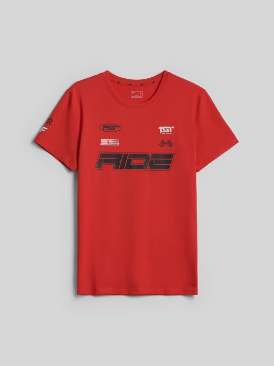 Zdjęcie produktu 4F T-shirt slim z nadrukiem męski - czerwony XXL